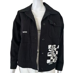 Vans Divine Energy relaxed fit Button Up Soft Cotton Black‎ Canvas Jacket XS